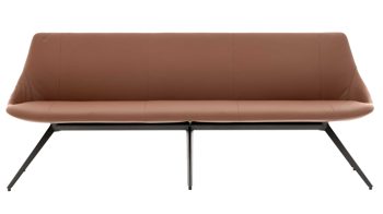 Polsterbank Interliving aus Leder in Hellbraun Interliving Esszimmer Serie 5115 - Polsterbank mit Lederbezug sattelfarbenes Leder LD2015 & anthrazitfarbenes Metall - Länge ca. 215 cm