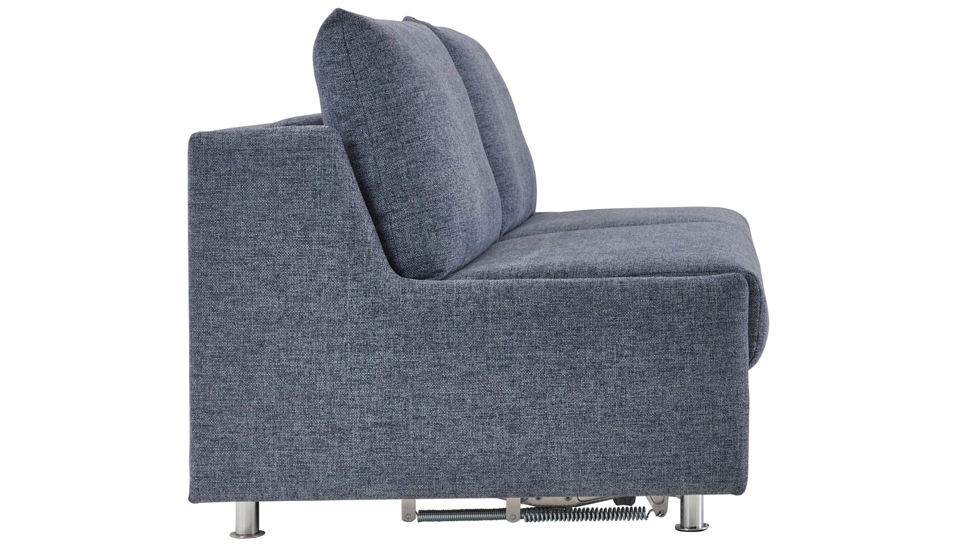 Schlafsofa Bali aus Stoff in Blau Schlafsofa Grande graublauer Bezug 3013 & chromfarbene Füße - Breite ca. 175 cm