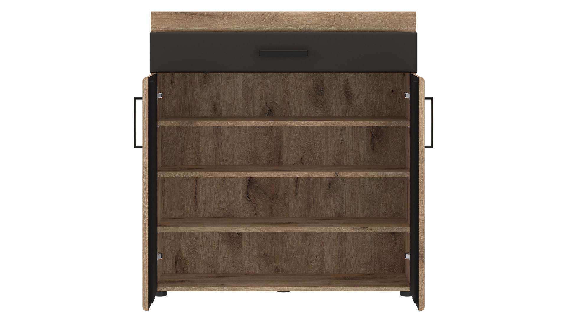 Kommode Wojcik aus Holz in Eiche Hell Garderobenprogramm Grano - Kommode Viking Eiche & Schwarz - ca. 93 x 100 cm