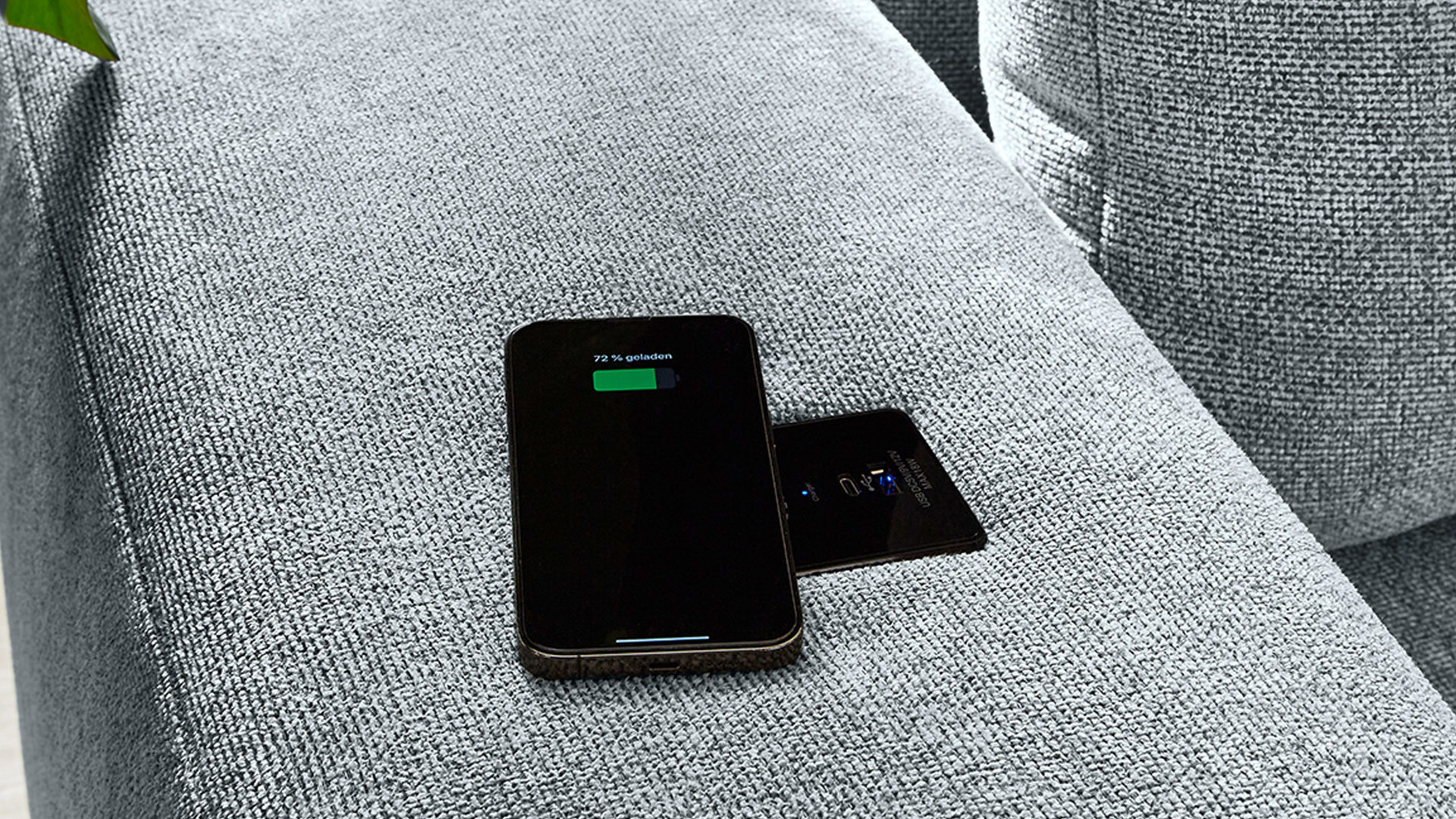 Ecksofa Job aus Stoff in Grau Funktions-Ecksofa Luciano mittelgrauer Strukturstoff 430.09 – Stellfläche ca. 282 x 204 cm