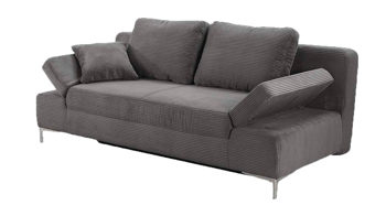 Schlafsofa Job aus Stoff in Grau Schlafsofa Jano grauer Cordbezug 426.09 & chromfarbene Metallfüße – Breite ca. 202 cm
