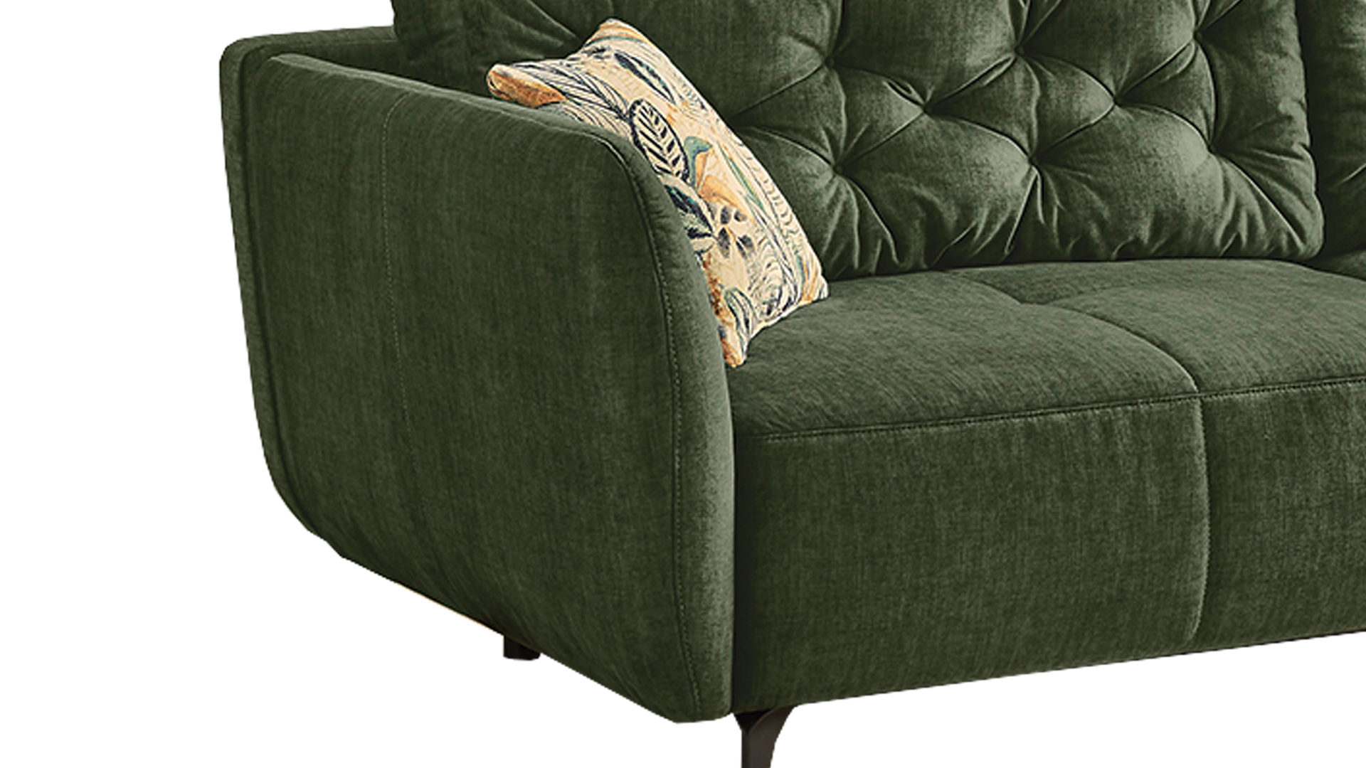 Bigsofa Job aus Stoff in Dunkelgrün Bigsofa Spa dunkelgrüner Veloursbezug & gemusterter Jaquardbezug – Breite ca. 252 cm