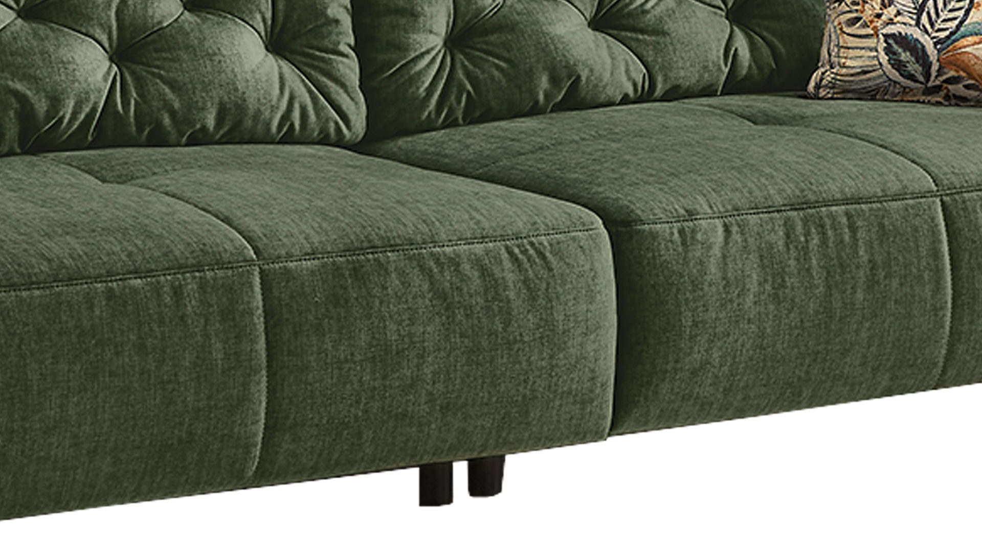 Bigsofa Job aus Stoff in Dunkelgrün Bigsofa Spa dunkelgrüner Veloursbezug & gemusterter Jaquardbezug – Breite ca. 252 cm