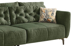 Bigsofa Job aus Stoff in Dunkelgrün Bigsofa Spa dunkelgrüner Veloursbezug & gemusterter Jaquardbezug – Breite ca. 252 cm