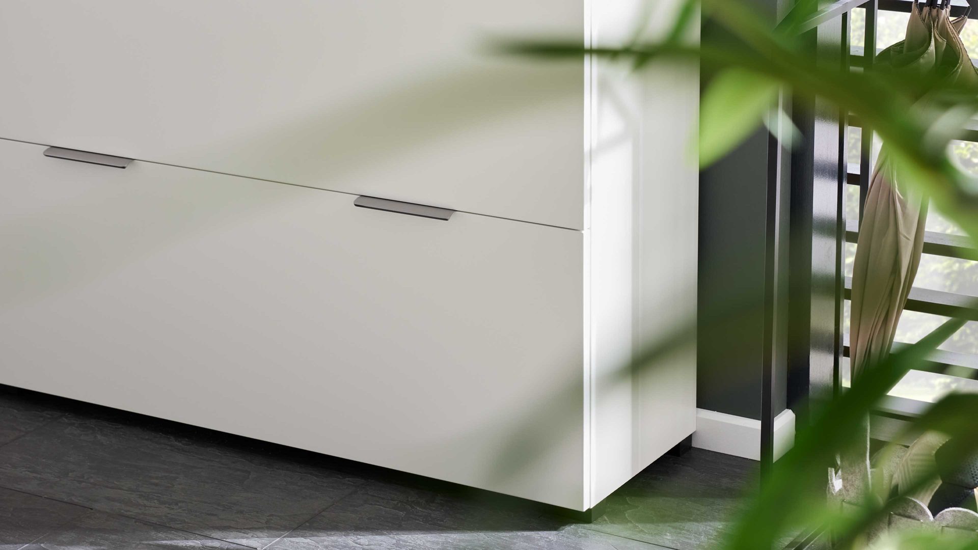 Garderoben-Set Interliving aus Holz in Weiß Interliving Garderobe Serie 6012 - Garderoben-Set weißer Mattlack & Steineiche - dreiteilig