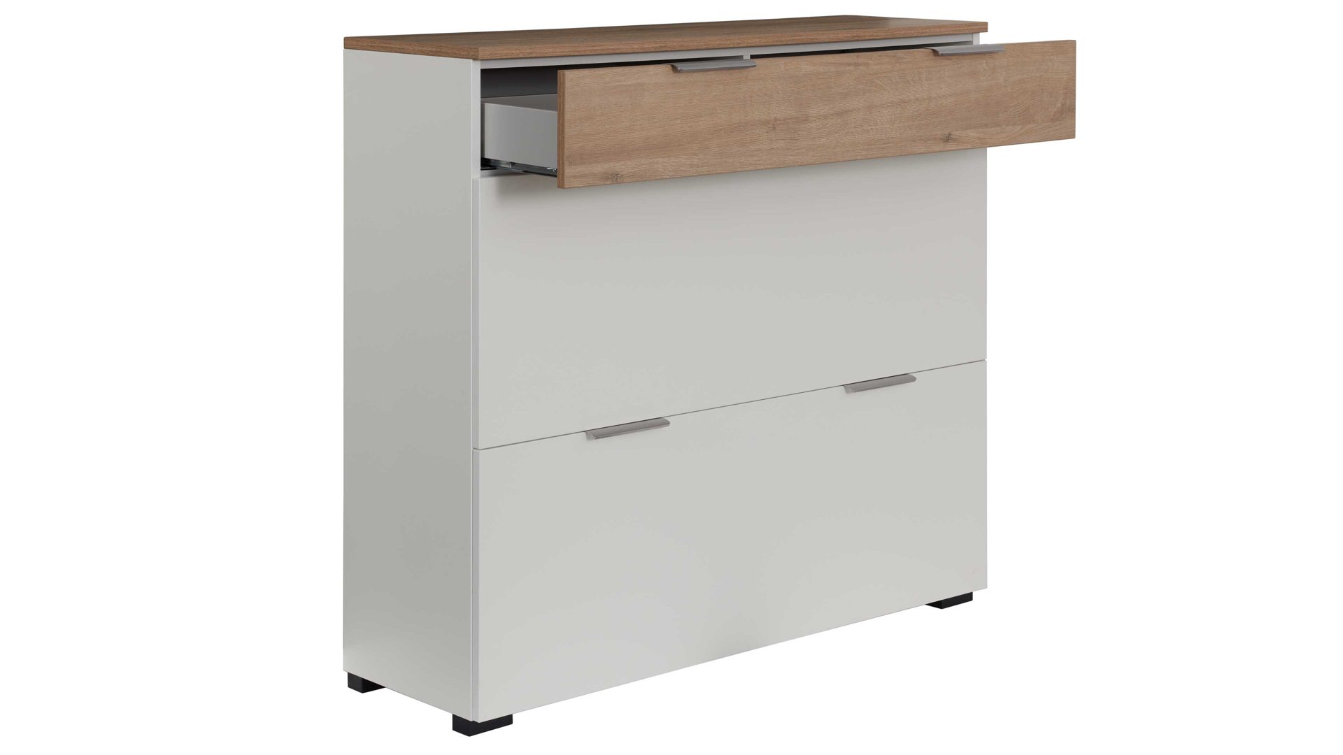Garderoben-Set Interliving aus Holz in Weiß Interliving Garderobe Serie 6012 - Garderoben-Set 01 weißer Mattlack & Steineiche - dreiteilig