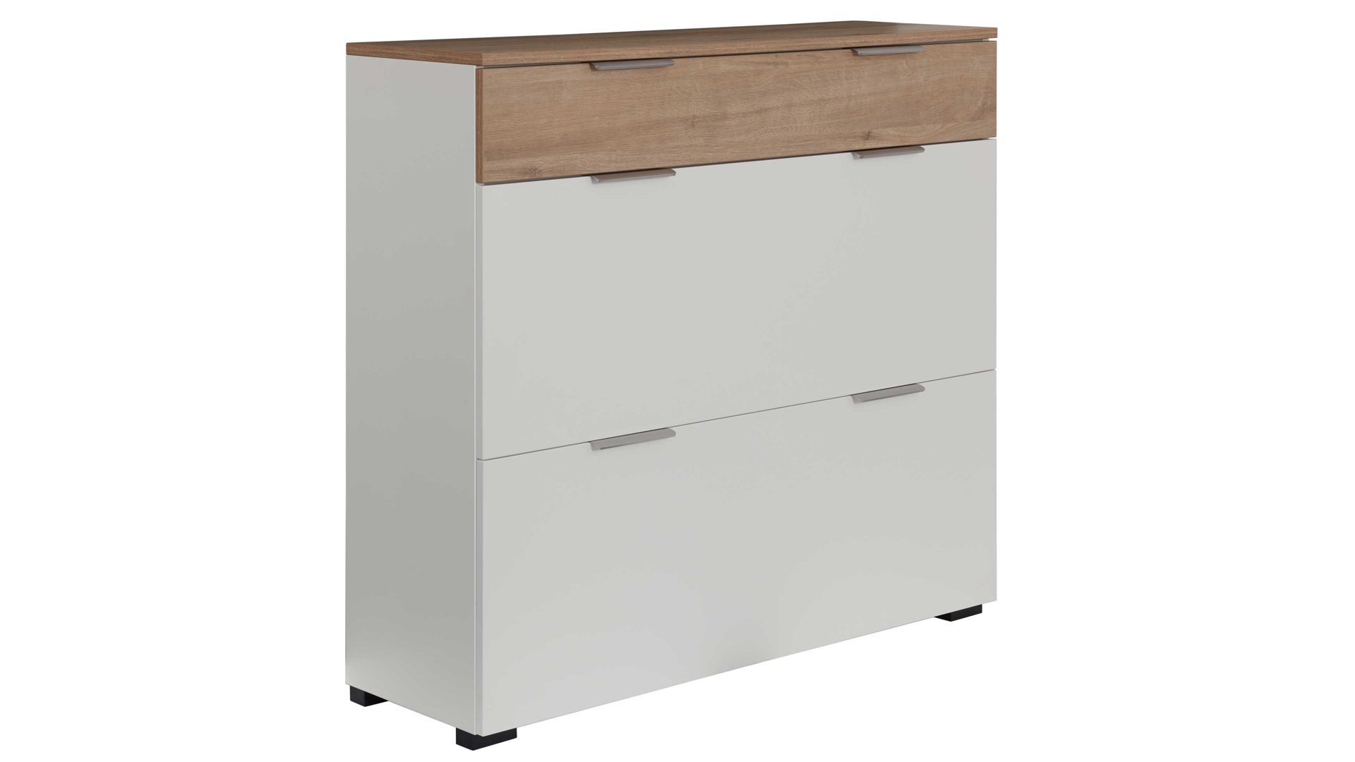 Garderoben-Set Interliving aus Holz in Weiß Interliving Garderobe Serie 6012 - Garderoben-Set 01 weißer Mattlack & Steineiche - dreiteilig