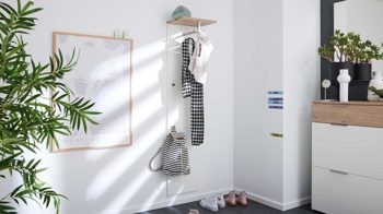 Garderoben-Set Interliving aus Holz in Weiß Interliving Garderobe Serie 6012 - Garderoben-Set 01 weißer Mattlack & Steineiche - dreiteilig