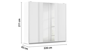 Kleiderschrank Rauch aus Holz in Weiß rauch ORANGE Schwebetürenschrank Altera Alpinweiß & Alu - vier Türen, Breite ca. 226 cm