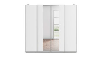 Kleiderschrank Rauch aus Holz in Weiß rauch ORANGE Schwebetürenschrank Altera Alpinweiß & Alu - vier Türen, Breite ca. 226 cm