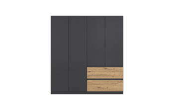 Kleiderschrank Rauch aus Holz in Grau rauch BLUE Drehtürenschrank Costa Grau-Metallic & Eiche Artisan - Breite ca. 181 cm