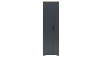 Garderobenschrank Interliving aus Holz in Anthrazit Interliving Garderobe Serie 6012 - Garderobenschrank INL-520 anthrazitfarbener Mattlack & Asteiche - eine Tür, Breite ca. 60 cm