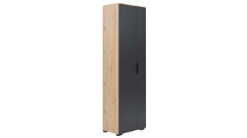 Garderobenschrank Interliving aus Holz in Anthrazit Interliving Garderobe Serie 6012 - Garderobenschrank INL-520 anthrazitfarbener Mattlack & Asteiche - eine Tür, Breite ca. 60 cm