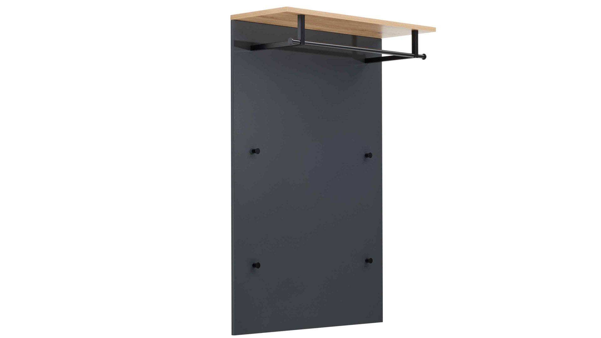 Wandgarderobe Interliving aus Holz in Anthrazit Interliving Garderobe Serie 6012 - Wandgarderobe INL-820 anthrazitfarbener Mattlack & Asteiche - ca. 80 x 120 cm