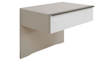 Nachtkommode Interliving aus Holz in Weiß Interliving Schlafzimmer Serie 1032 – Hängekonsolen-Set Weiß & Kieselgrau - zweiteilig