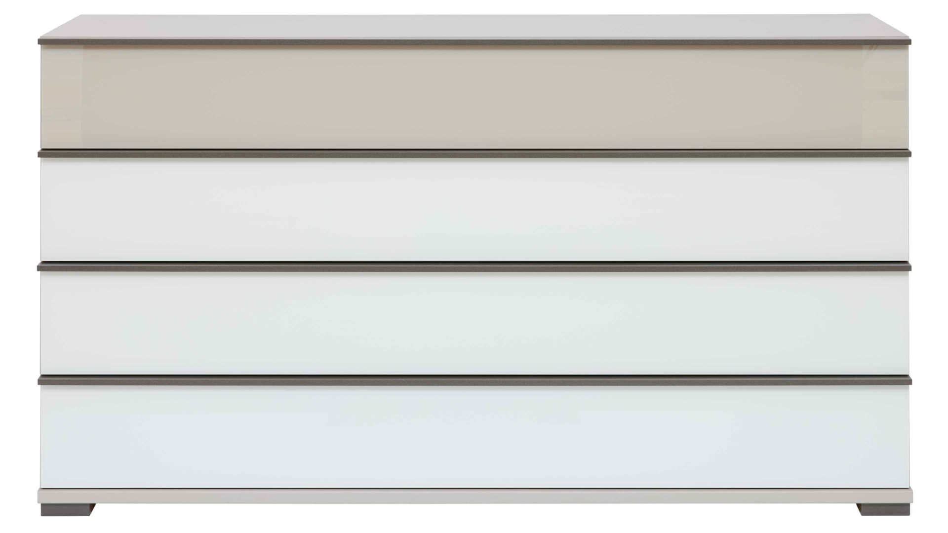 Schubladenkommode Interliving aus Holz in Weiß Interliving Schlafzimmer Serie 1032 – Schubladenkommode 275 Weiß & Kieselgrau - vier Schubladen, Breite ca. 149 cm