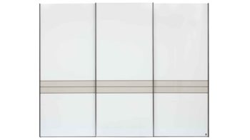 Kleiderschrank Interliving aus Holz in Weiß Interliving Schlafzimmer Serie 1032 – Schwebetürenschrank Weiß & Kieselgrau - drei Türen, Breite ca. 300 cm