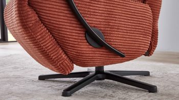 Relaxsessel KAWOO aus Stoff in Orange KAWOO Polstermöbel Santa Rosa - Relaxsessel kupferfarbener Breitcord Lincoln & mattschwarzer Sternfuss