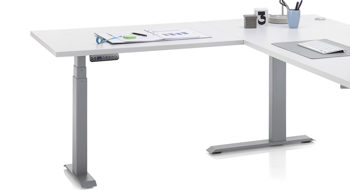 Eckschreibtisch Bega-consult aus Holz in Weiß Schreibtischprogramm Ben Weiß & Hellgrau – höhenverstellbar, ca. 185 x 77 cm