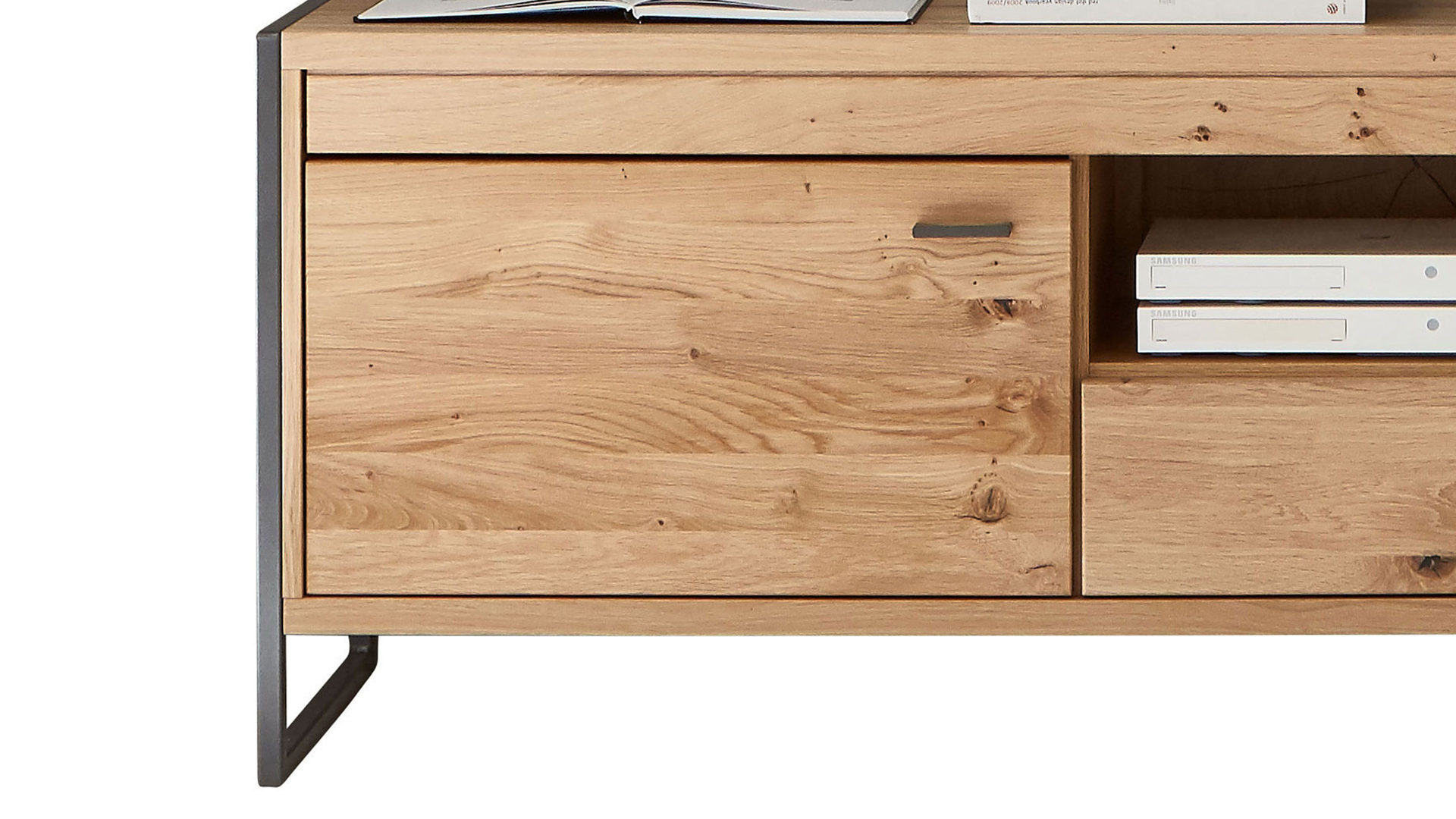 Lowboard Ideal möbel aus Holz in Holzfarben Wohnprogramm Flora - Lowboard Alteiche Bianco – Breite ca. 185 cm