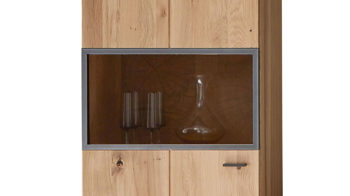 Wohnwand Ideal möbel aus Holz in Holzfarben Wohnprogramm Flora - Wohnwand Alteiche Bianco – vierteilig, Breite ca. 326 cm