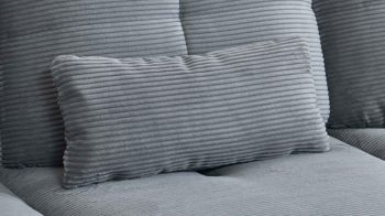 Ecksofa KAWOO aus Stoff in Grau KAWOO Polsterprogramm Dover Plus - Ecksofa grauer Cordbezug - Stellfläche ca. 301 x 191 cm