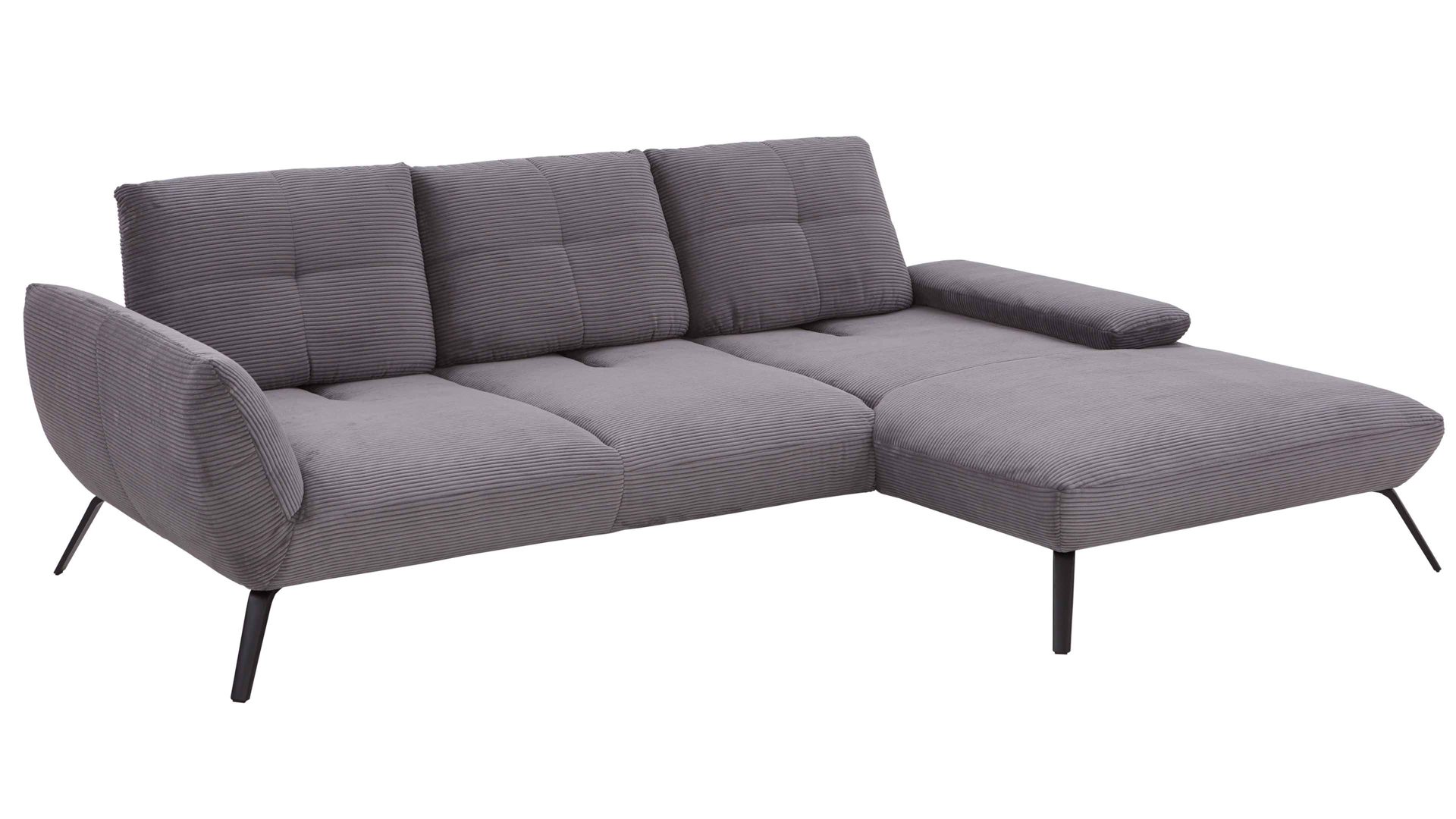 Ecksofa KAWOO aus Stoff in Grau KAWOO Polsterprogramm Dover Plus - Ecksofa grauer Cordbezug - Stellfläche ca. 301 x 191 cm