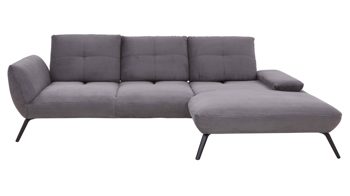 Ecksofa KAWOO aus Stoff in Grau KAWOO Polsterprogramm Dover XC - Ecksofa grauer Cordbezug - Stellfläche ca. 301 x 191 cm