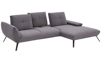Ecksofa KAWOO aus Stoff in Grau KAWOO Polsterprogramm Dover Plus - Ecksofa grauer Cordbezug - Stellfläche ca. 301 x 191 cm