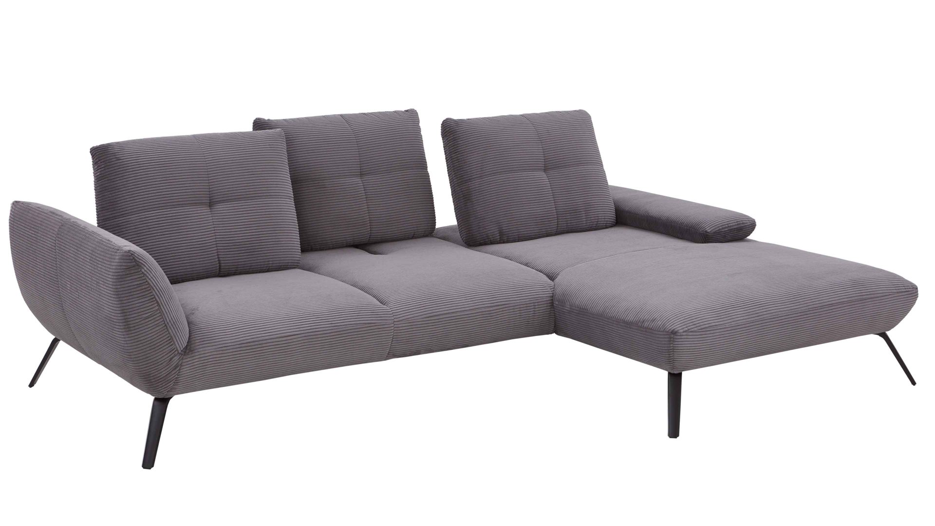 Ecksofa KAWOO aus Stoff in Grau KAWOO Polsterprogramm Dover XC - Ecksofa grauer Cordbezug - Stellfläche ca. 301 x 191 cm