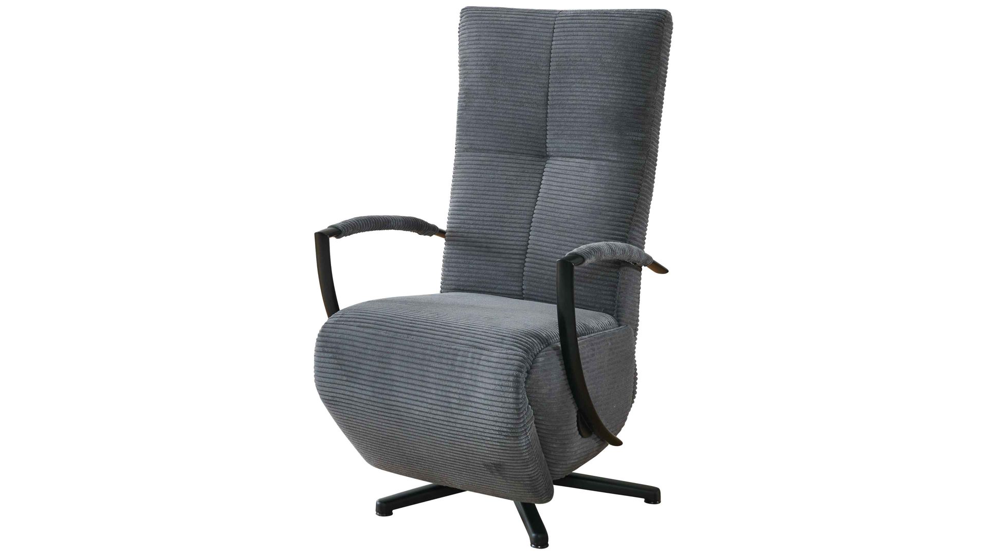 Relaxsessel KAWOO aus Stoff in Grau KAWOO Polsterprogramm Dover Plus - Relaxsessel grauer Breitcord Lincoln & schwarzer Sternfuß