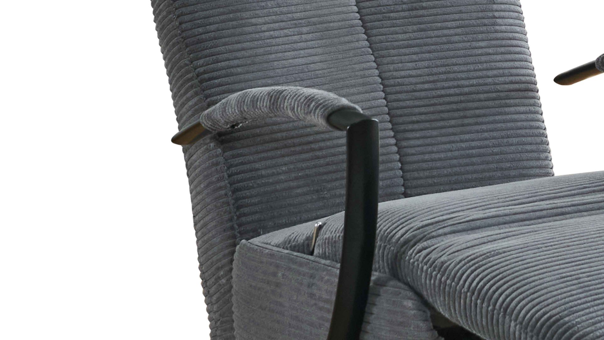 Relaxsessel KAWOO aus Stoff in Grau KAWOO Polsterprogramm Dover Plus - Relaxsessel grauer Breitcord Lincoln & schwarzer Sternfuß