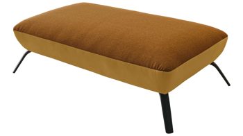 Polsterhocker KAWOO aus Stoff in Gelb KAWOO Polsterprogramm Dover Plus - Polsterhocker senffarbenes Flachgewebe Portofino & goldfarbene Maschenware Riviera - ca. 142 x 80 cm