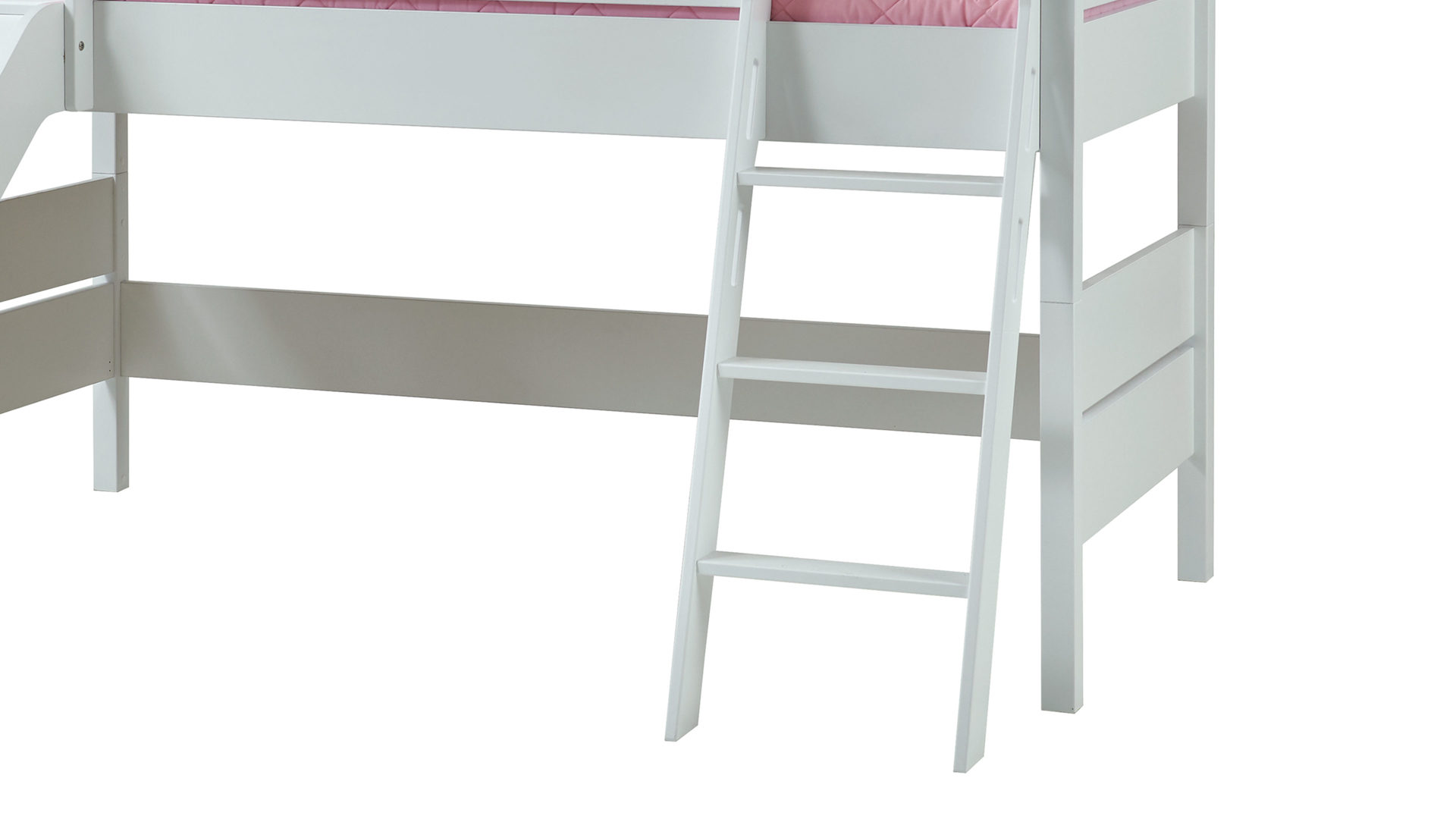 Hochbett Paidi aus Holz in Weiß PAIDI Tiago – Hochbettgestell mit Rutsche Kreideweiß - ca. 90 x 200 cm, schräge Leiter