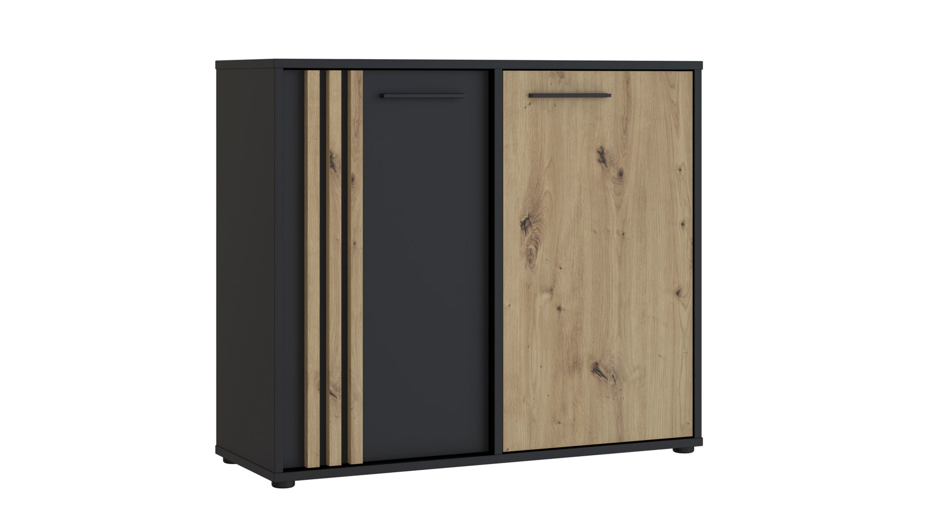 Kommode Forte® aus Holz in Schwarz Kommodenprogramm Cardigan Schwarz & Artisan Eiche – ca. 96 x 82 cm