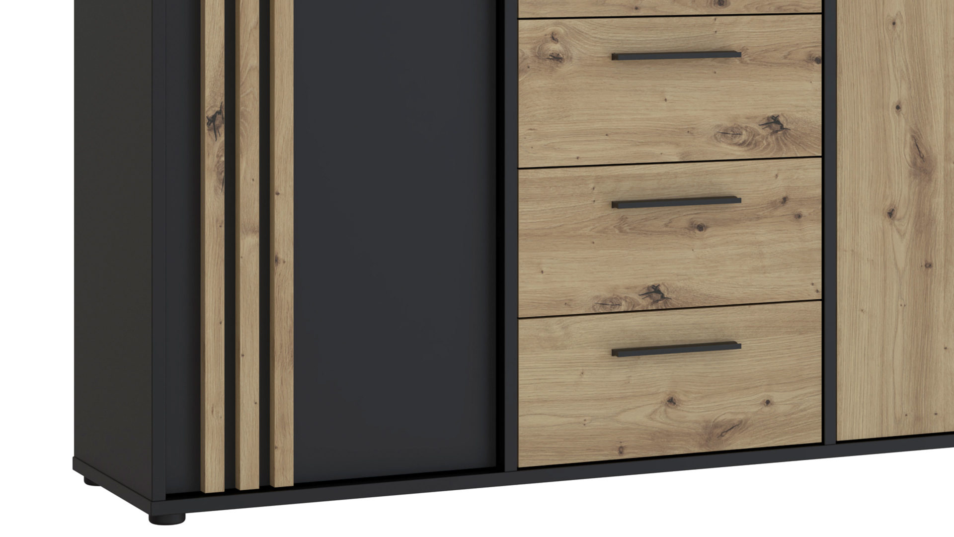 Kommode Forte® aus Holz in Schwarz Kommodenprogramm Cardigan Schwarz & Artisan Eiche – ca. 143 x 82 cm