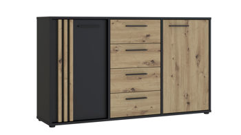 Kommode Forte® aus Holz in Schwarz Kommodenprogramm Cardigan Schwarz & Artisan Eiche – ca. 143 x 82 cm