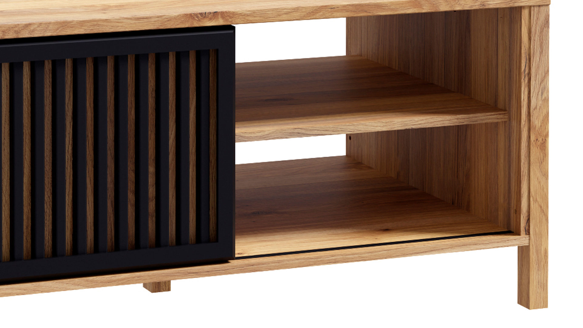 Couchtisch Forte® aus Holz in Holzfarben Wohnprogramm Jytana  - Couchtisch Mauvella Eiche & Schwarz – Breite ca. 106  x 95 cm