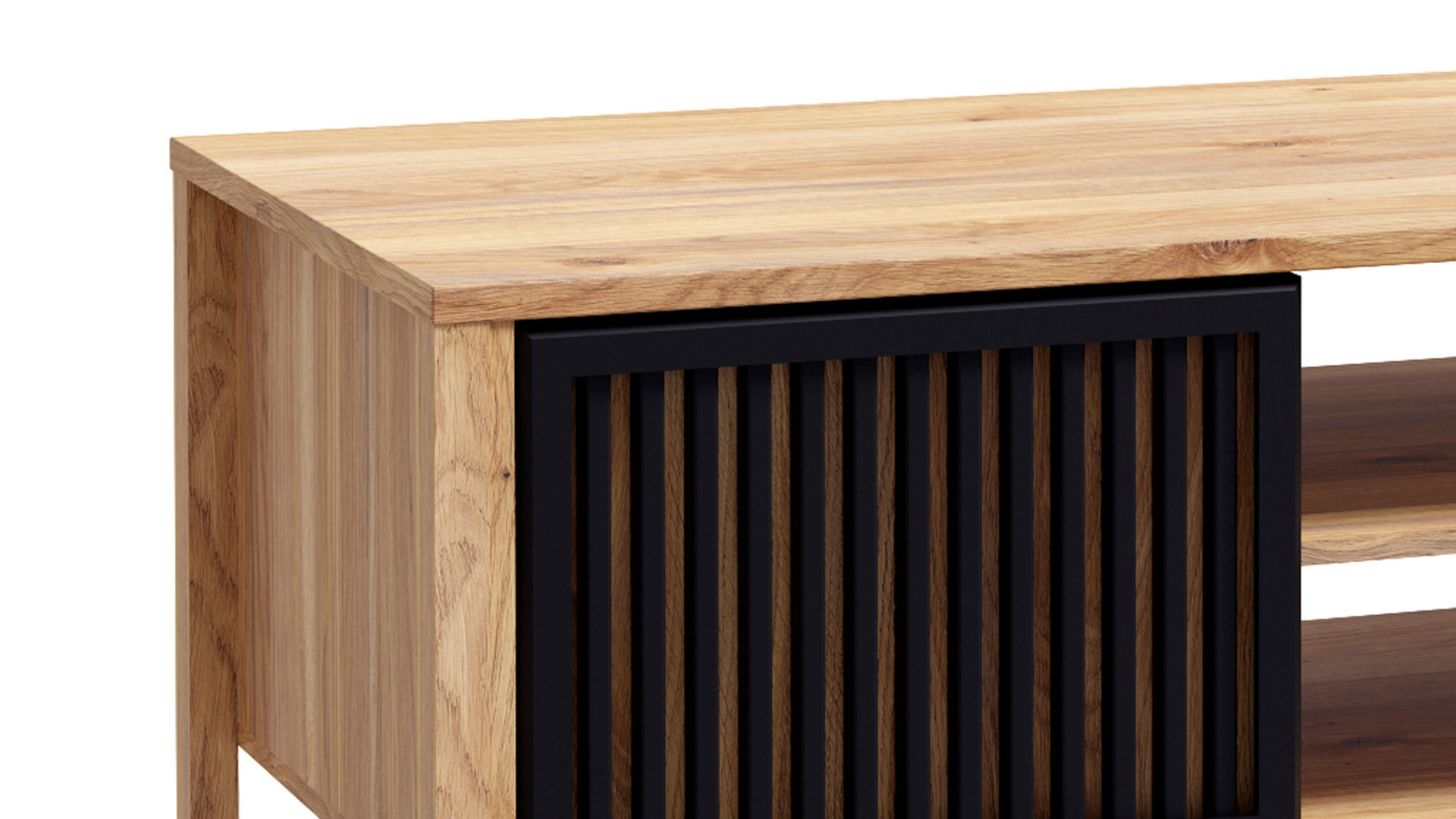 Couchtisch Forte® aus Holz in Holzfarben Wohnprogramm Jytana  - Couchtisch Mauvella Eiche & Schwarz – Breite ca. 106  x 95 cm