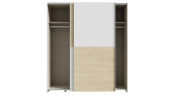 Kleiderschrank Forte® aus Holz in Weiß Kleiderschrankprogramm Schach & Matt - Kleiderschrank Weiß & Puccini Eiche – ca. 170  x 190 cm