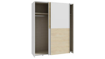 Kleiderschrank Forte® aus Holz in Weiß Kleiderschrankprogramm Schach & Matt - Kleiderschrank Weiß & Puccini Eiche – ca. 150  x 190 cm
