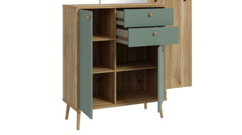 Garderoben-Set Forte® aus Holz in Grün Garderobenprogramm Whenua - Garderoben-Set Salbei Grün & Mauvella Eiche – ca. 144 x 195 cm