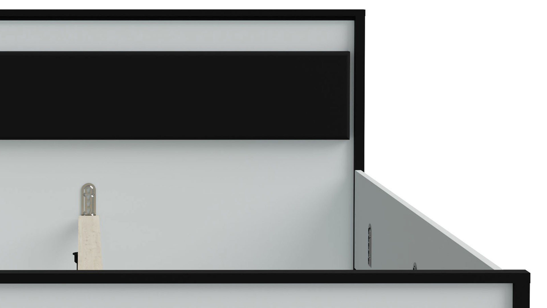 Bettgestell Forte® aus Holz in Hellgrau Schlafzimmerprogramm High Rock - Bettgestell Hellgrau & Schwarz – Liegefläche ca. 180 x 200 cm