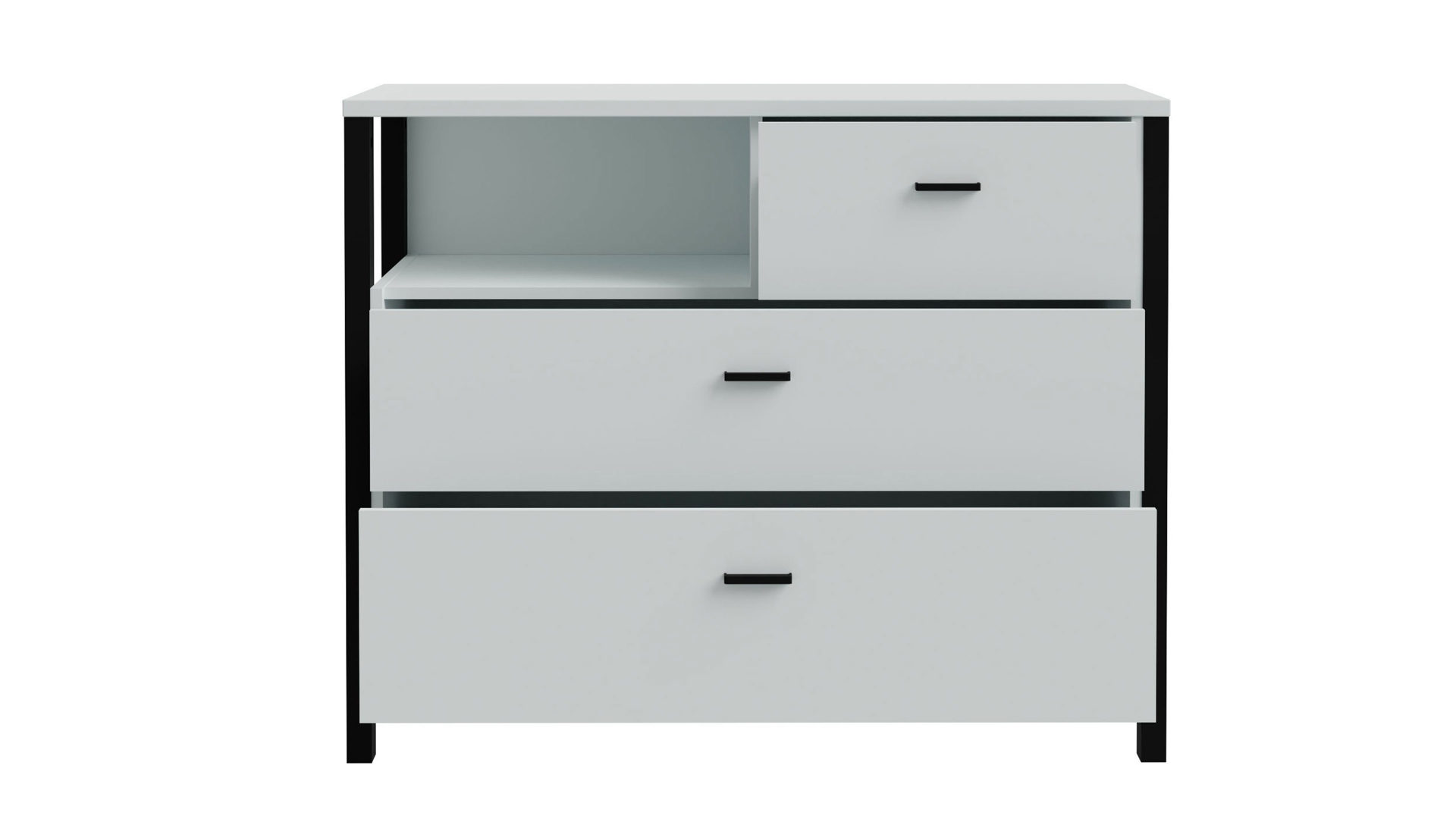 Schubladenkommode Forte® aus Holz in Hellgrau Schlafzimmerprogramm High Rock - Kommode Hellgrau & Schwarz – ca. 105 x 85 cm