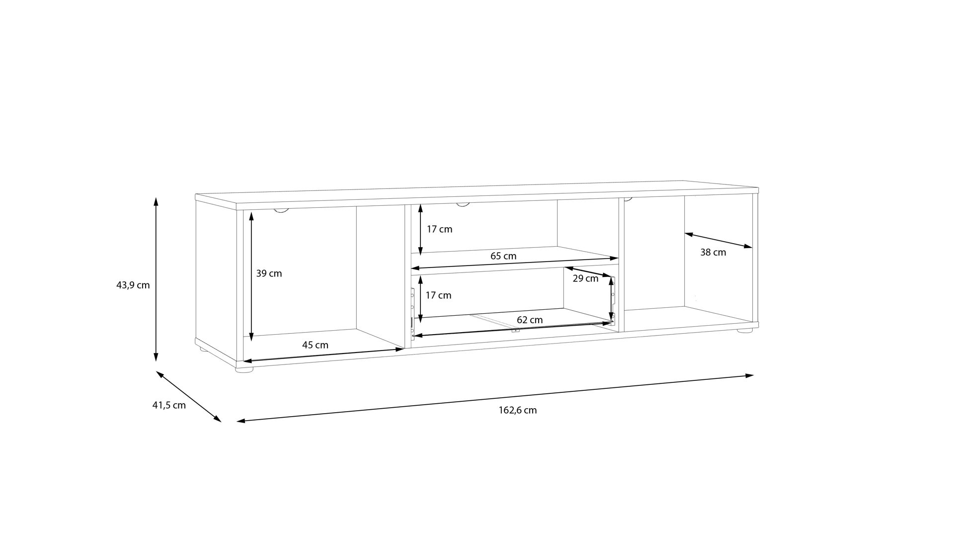 Lowboard Forte® aus Holz in Weiß Kommodenprogramm Cardigan Weiß & Artisan Eiche – ca. 163 x 44 cm