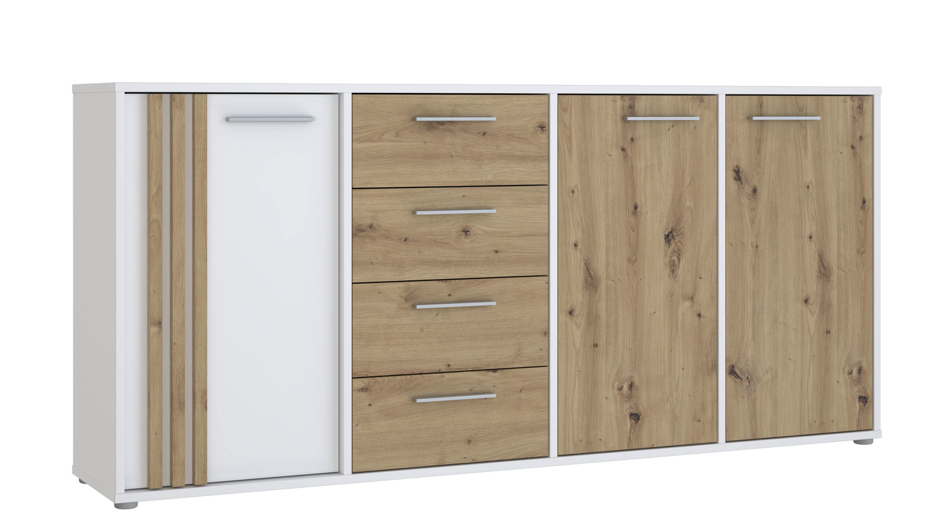 Kommode Forte® aus Holz in Weiß Kommodenprogramm Cardigan Weiß & Artisan Eiche – ca. 179 x 82 cm