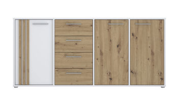 Kommode Forte® aus Holz in Weiß Kommodenprogramm Cardigan Weiß & Artisan Eiche – ca. 179 x 82 cm