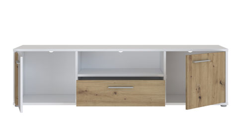 Lowboard Forte® aus Holz in Weiß Kommodenprogramm Cardigan Weiß & Artisan Eiche – ca. 163 x 44 cm