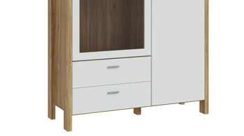 Vitrine Forte® aus Holz in Hellgrau Wohnprogramm Saitama - Vitrine Hellgrau & Mauvella Eiche – ca. 112 x 152 cm