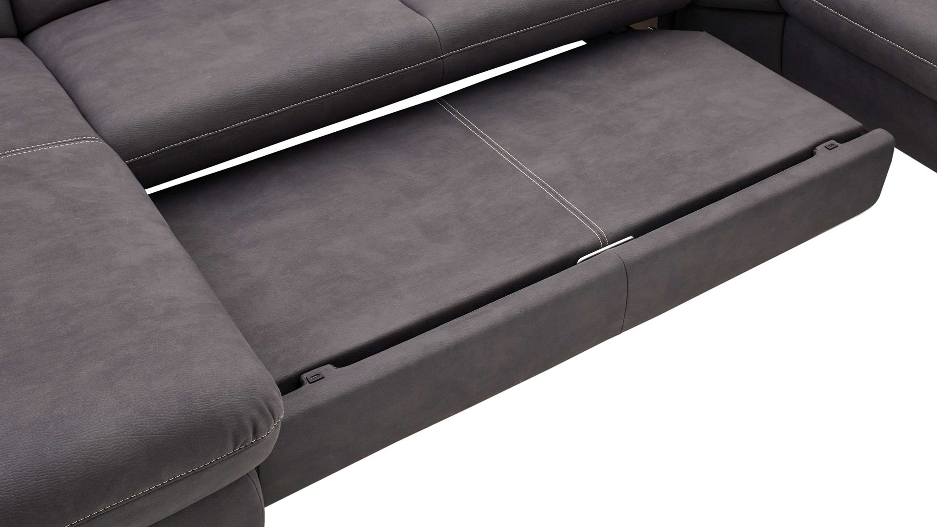 Funktion Steinpol polsteria aus Metall in Dunkelgrau Polstermöbel Serie Senturo System - Schlaffunktion dunkelgraue Mikrofaser Atlantic